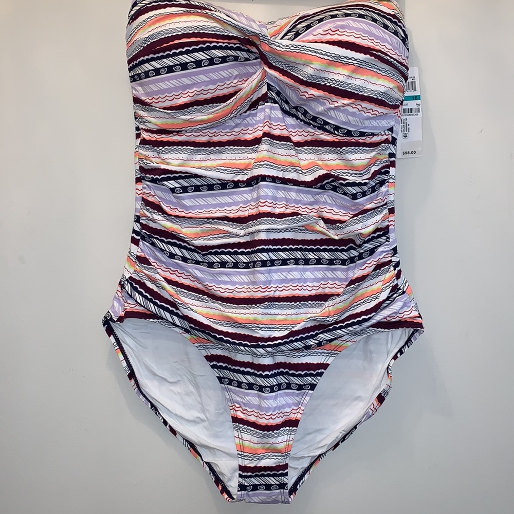 ANNE COLE Twist Strapless One-Piece Swimsuit